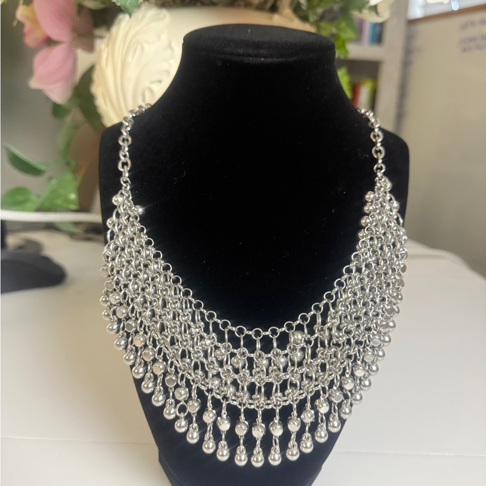 Intricate Silver Waterfall Necklace